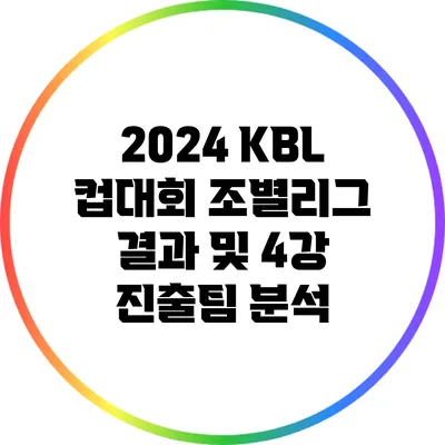 2024 KBL 컵대회 조별리그 결과 및 4강 진출팀 분석
