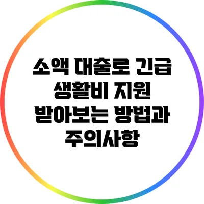 소액 대출로 긴급 생활비 지원 받아보는 방법과 주의사항