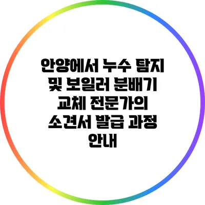 안양에서 누수 탐지 및 보일러 분배기 교체: 전문가의 소견서 발급 과정 안내