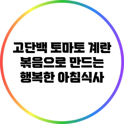 고단백 토마토 계란 볶음으로 만드는 행복한 아침식사