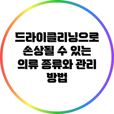 드라이클리닝으로 손상될 수 있는 의류 종류와 관리 방법