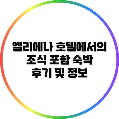 엘리에나 호텔에서의 조식 포함 숙박 후기 및 정보