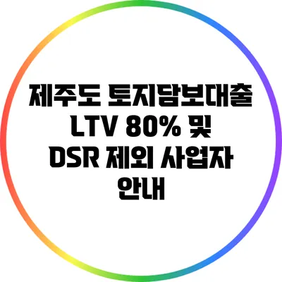 제주도 토지담보대출: LTV 80% 및 DSR 제외 사업자 안내