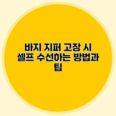 바지 지퍼 고장 시 셀프 수선하는 방법과 팁