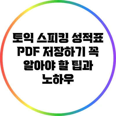 토익 스피킹 성적표 PDF 저장하기: 꼭 알아야 할 팁과 노하우