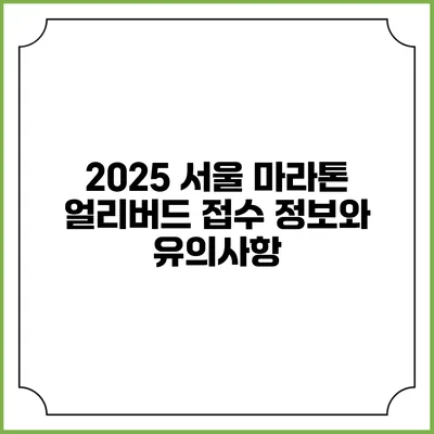 2025 서울 마라톤 얼리버드 접수 정보와 유의사항