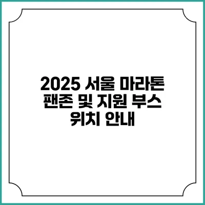 2025 서울 마라톤: 팬존 및 지원 부스 위치 안내