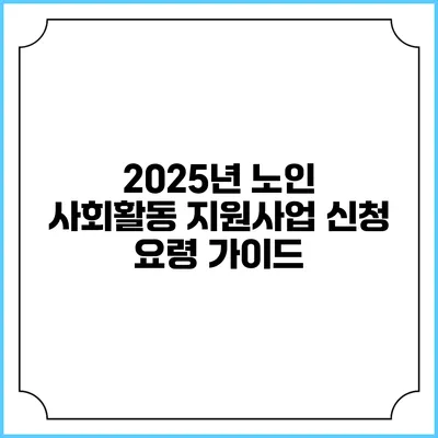 2025년 노인 사회활동 지원사업 신청 요령 가이드