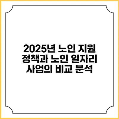 2025년 노인 지원 정책과 노인 일자리 사업의 비교 분석