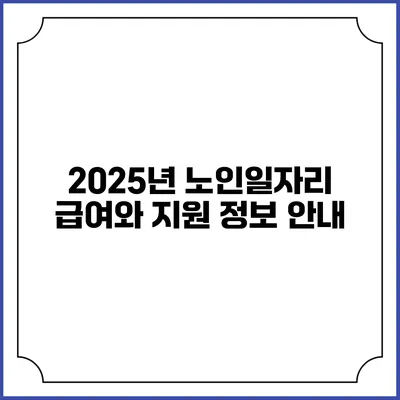 2025년 노인일자리 급여와 지원 정보 안내