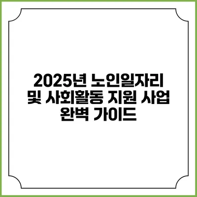 2025년 노인일자리 및 사회활동 지원 사업 완벽 가이드
