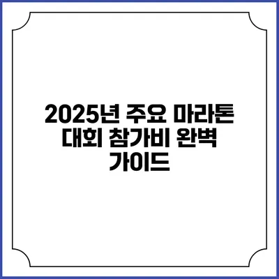 2025년 주요 마라톤 대회 참가비 완벽 가이드