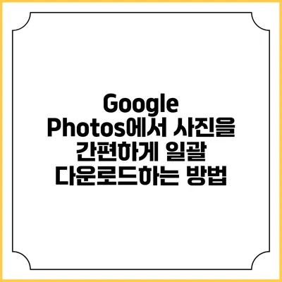 Google Photos에서 사진을 간편하게 일괄 다운로드하는 방법