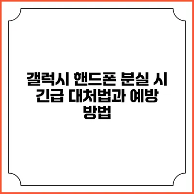 갤럭시 핸드폰 분실 시 긴급 대처법과 예방 방법