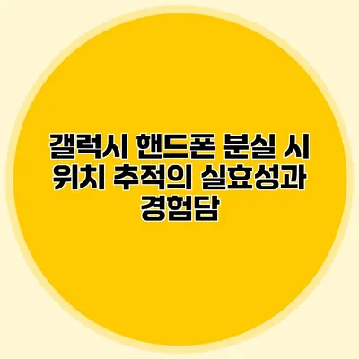 갤럭시 핸드폰 분실 시 위치 추적의 실효성과 경험담