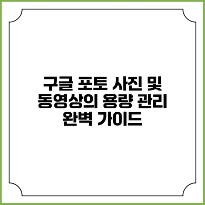구글 포토 사진 및 동영상의 용량 관리 완벽 가이드