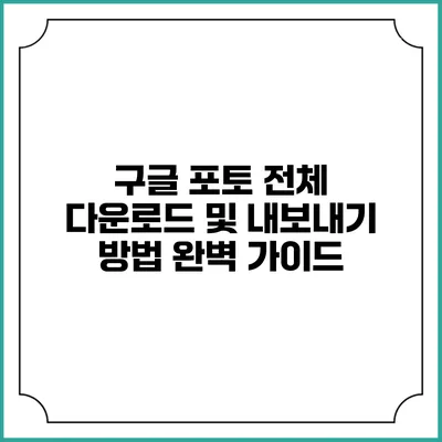 구글 포토 전체 다운로드 및 내보내기 방법 완벽 가이드