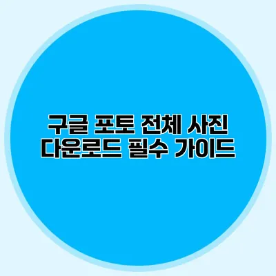 구글 포토 전체 사진 다운로드: 필수 가이드