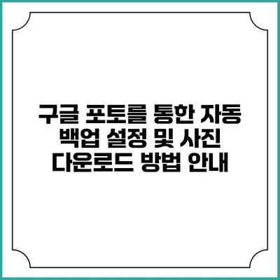 구글 포토를 통한 자동 백업 설정 및 사진 다운로드 방법 안내