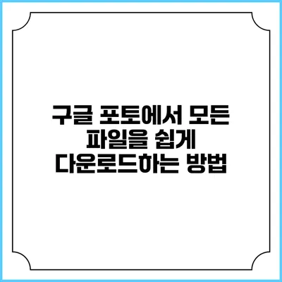 구글 포토에서 모든 파일을 쉽게 다운로드하는 방법