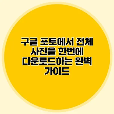 구글 포토에서 전체 사진을 한번에 다운로드하는 완벽 가이드