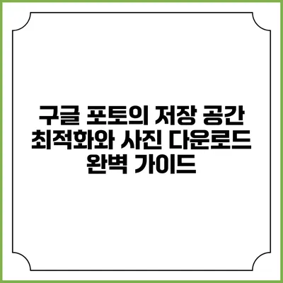 구글 포토의 저장 공간 최적화와 사진 다운로드 완벽 가이드