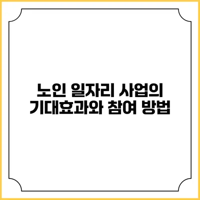 노인 일자리 사업의 기대효과와 참여 방법