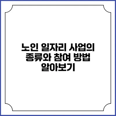 노인 일자리 사업의 종류와 참여 방법 알아보기