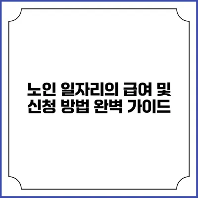 노인 일자리의 급여 및 신청 방법 완벽 가이드