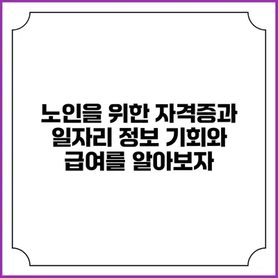 노인을 위한 자격증과 일자리 정보: 기회와 급여를 알아보자