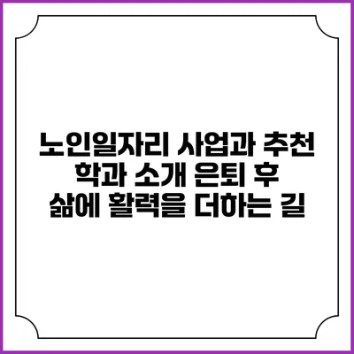 노인일자리 사업과 추천 학과 소개: 은퇴 후 삶에 활력을 더하는 길
