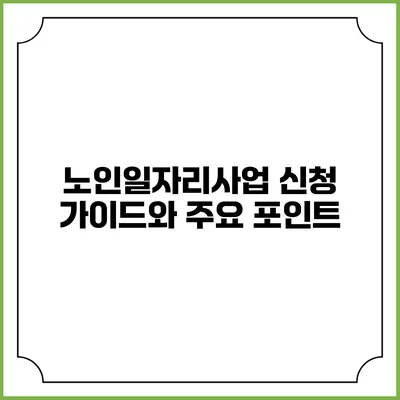 노인일자리사업 신청 가이드와 주요 포인트