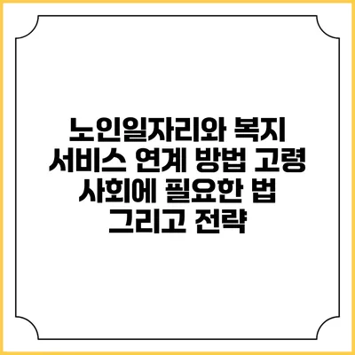 노인일자리와 복지 서비스 연계 방법: 고령 사회에 필요한 법 그리고 전략
