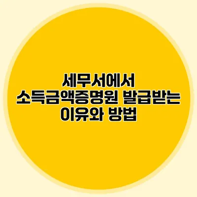 세무서에서 소득금액증명원 발급받는 이유와 방법
