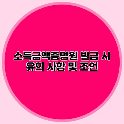 소득금액증명원 발급 시 유의 사항 및 조언