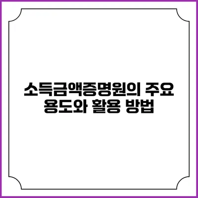 소득금액증명원의 주요 용도와 활용 방법