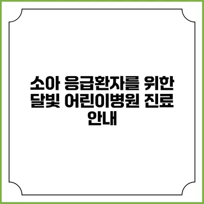 소아 응급환자를 위한 달빛 어린이병원 진료 안내