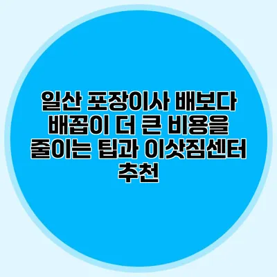 일산 포장이사: 배보다 배꼽이 더 큰 비용을 줄이는 팁과 이삿짐센터 추천