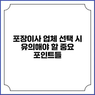 포장이사 업체 선택 시 유의해야 할 중요 포인트들