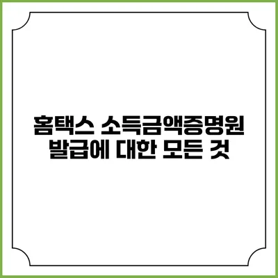 홈택스 소득금액증명원 발급에 대한 모든 것