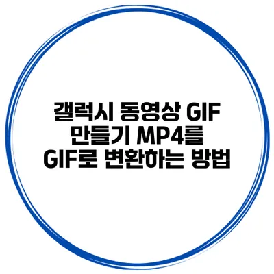 갤럭시 동영상 GIF 만들기 MP4를 GIF로 변환하는 방법