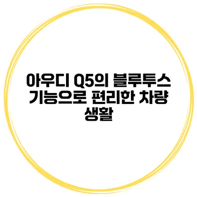 아우디 Q5의 블루투스 기능으로 편리한 차량 생활